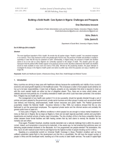 Building a Solid Health  Care System in Nigeria: Challenges... Academic Journal of Interdisciplinary Studies MCSER Publishing, Rome-Italy Eme Okechukwu Innocent