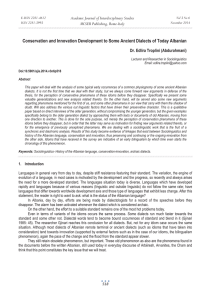 Conservation and Innovation Development to Some Ancient Dialects of Today Albanian Academic Journal of Interdisciplinary Studies MCSER Publishing, Rome-Italy Dr. Edlira Troplini (Abdurahmani)