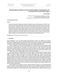 Waste Management Strategies for Proper Household Hygiene in Orumba-South Local