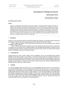 Learning Barriers: Challenges and Concerns Academic Journal of Interdisciplinary Studies
