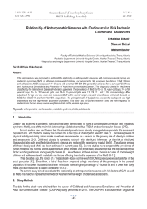 Relationship of Anthropometric Measures with  Cardiovascular  Risk Factors... Children and  Adolescents