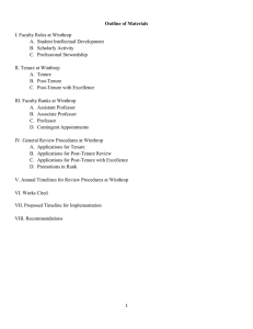 Outline of Materials  I. Faculty Roles at Winthrop