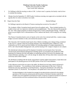 Winthrop University Faculty Conference  Minutes from November 20, 2009
