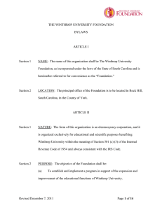 THE WINTHROP UNIVERSITY FOUNDATION BYLAWS ARTICLE I