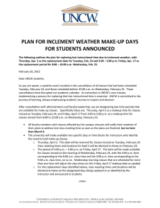 PLAN FOR INCLEMENT WEATHER MAKE-UP DAYS FOR STUDENTS ANNOUNCED