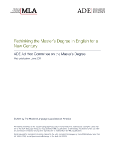 Rethinking the Master’s Degree in En glish for a New Century
