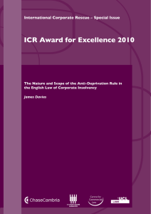 ICR Award for Excellence 2010 International Corporate Rescue – Special Issue