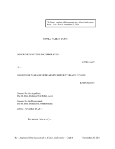 WORLD PATENT COURT CONOR MEDSYSTEMS INCORPORATED APPELLANT