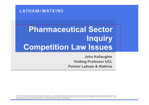 Pharmaceutical Sector Inquiry Competition Law Issues John Kallaugher