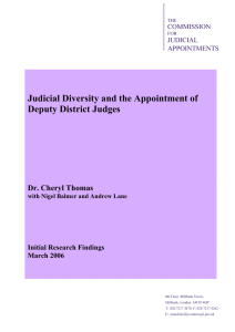Judicial Diversity and the Appointment of Deputy District Judges  Dr. Cheryl Thomas