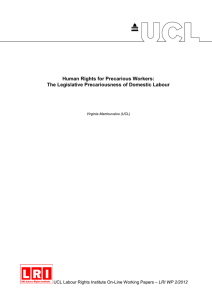 Human Rights for Precarious Workers: The Legislative Precariousness of Domestic Labour