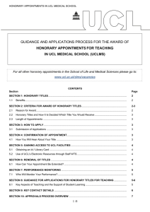 GUIDANCE AND APPLICATIONS PROCESS FOR THE AWARD OF