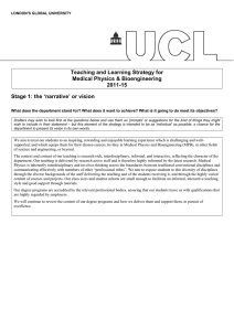 Teaching and Learning Strategy for Medical Physics &amp; Bioengineering 2011-15