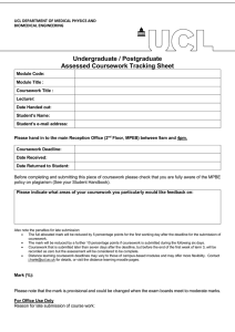 Undergraduate / Postgraduate Assessed Coursework Tracking Sheet