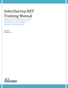   SelectSurvey.NET  Training Manual