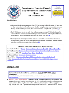 Department of Homeland Security Daily Open Source Infrastructure Report for 23 March 2007