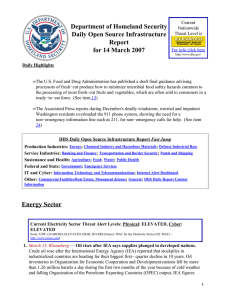Department of Homeland Security Daily Open Source Infrastructure Report for 14 March 2007
