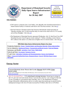 Department of Homeland Security Daily Open Source Infrastructure Report for 20 July 2007