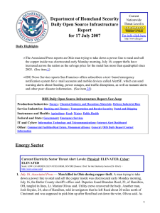 Department of Homeland Security Daily Open Source Infrastructure Report for 17 July 2007