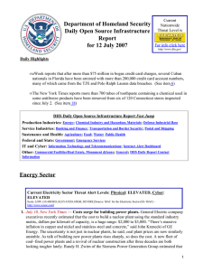 Department of Homeland Security Daily Open Source Infrastructure Report for 12 July 2007