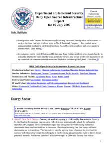 Department of Homeland Security Daily Open Source Infrastructure Report for 09 July 2007