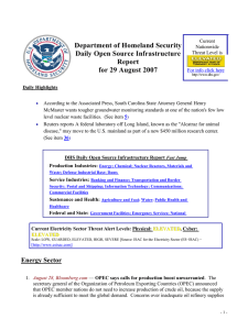 Department of Homeland Security Daily Open Source Infrastructure Report for 29 August 2007