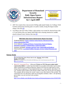 Department of Homeland Security Daily Open Source Infrastructure Report