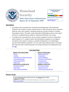 Homeland Security  Daily Open Source Infrastructure