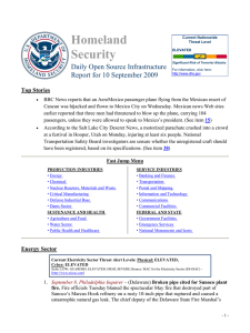 Homeland Security  Daily Open Source Infrastructure