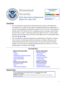 Homeland Security  Daily Open Source Infrastructure