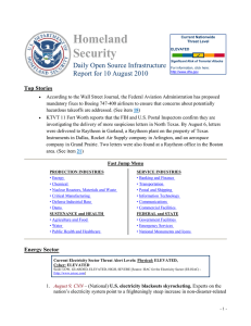 Homeland Security Daily Open Source Infrastructure