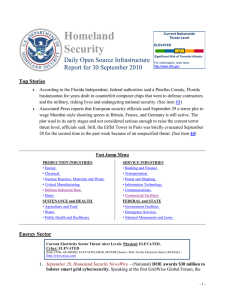 Homeland Security Daily Open Source Infrastructure Report for 30 September 2010