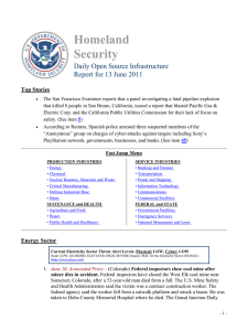 Homeland Security Daily Open Source Infrastructure Report for 13 June 2011