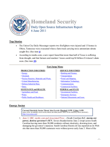 Homeland Security Daily Open Source Infrastructure Report  6 June 2011