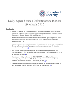 Daily Open Source Infrastructure Report 19 March 2012 Top Stories