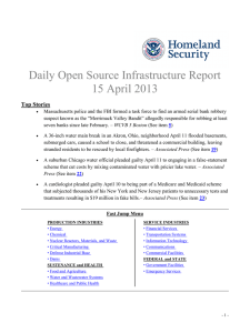Daily Open Source Infrastructure Report 15 April 2013 Top Stories
