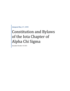 Constitution and Bylaws of the Iota Chapter of Alpha Chi Sigma