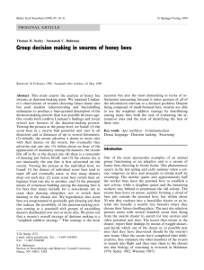 Group decision making in swarms of honey bees ORIGINAL ARTICLE Ó