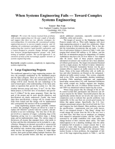 When Systems Engineering Fails --- Toward Complex Systems Engineering Yaneer Bar-Yam