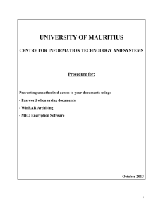 UNIVERSITY OF MAURITIUS CENTRE FOR INFORMATION TECHNOLOGY AND SYSTEMS Procedure for: