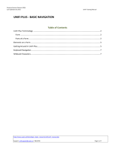 UNIFI PLUS - BASIC NAVIGATION Table of Contents