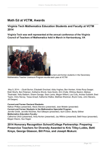 Math Ed at VCTM, Awards 2014