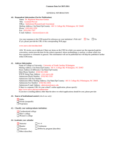 Common Data Set 2015-2016 A0.  Respondent Information (Not for Publication)