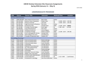 UNCW Onslow Extension Site Classroom Assignments UNDERGRADUATE PROGRAMS CRN