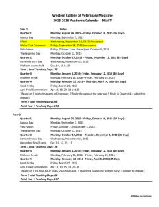 Western College of Veterinary Medicine 2015-2016 Academic Calendar - DRAFT