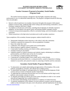 Teacher Licensure Program in Secondary Social Studies Program Goals