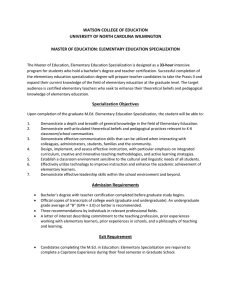 WATSON COLLEGE OF EDUCATION  UNIVERSITY OF NORTH CAROLINA WILMINGTON  MASTER OF EDUCATION: ELEMENTARY EDUCATION SPECIALIZATION   