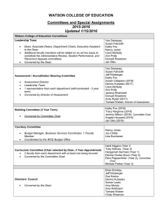 WATSON COLLEGE OF EDUCATION Committees and Special Assignments 2015-2016 Updated 1/15/2016