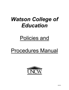 Policies and Procedures Manual Watson College of