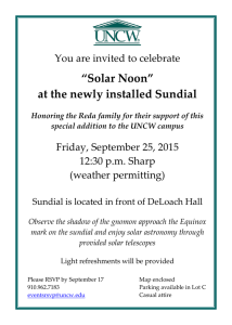 “Solar Noon” at the newly installed Sundial You are invited to celebrate